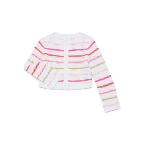 Wonder Nation Toddler Girls Crewneck Cardigan with Long Sleeves, Sizes 12M-3T