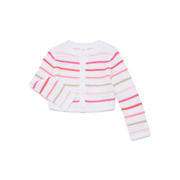 Wonder Nation Toddler Girls Crewneck Cardigan with Long Sleeves, Sizes 12M-3T