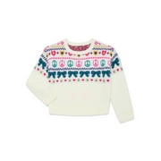 WONDER NATION Toddler Girls Holiday Fair Isle Sweater, Sizes 12M-5T