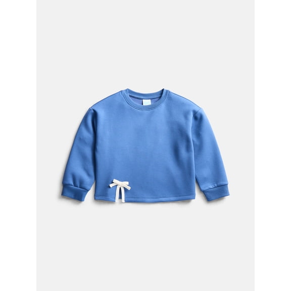Wonder Nation Toddler Girls Crewneck Sweatshirt with Bow, Sizes 12M-5T