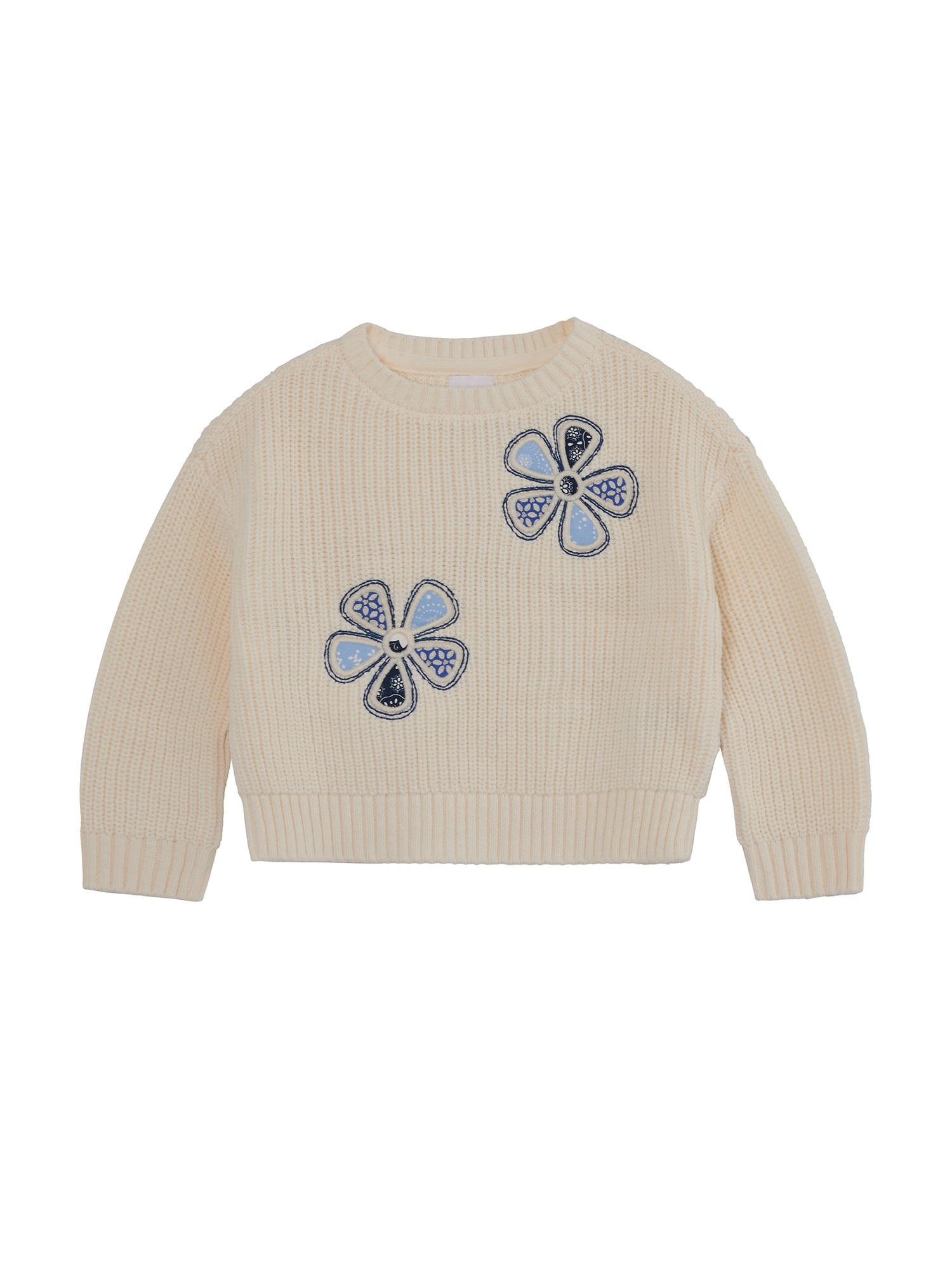 Wonder Nation Toddler Girls' Long Sleeve Daisy Applique Sweater, Sizes 12M-3T