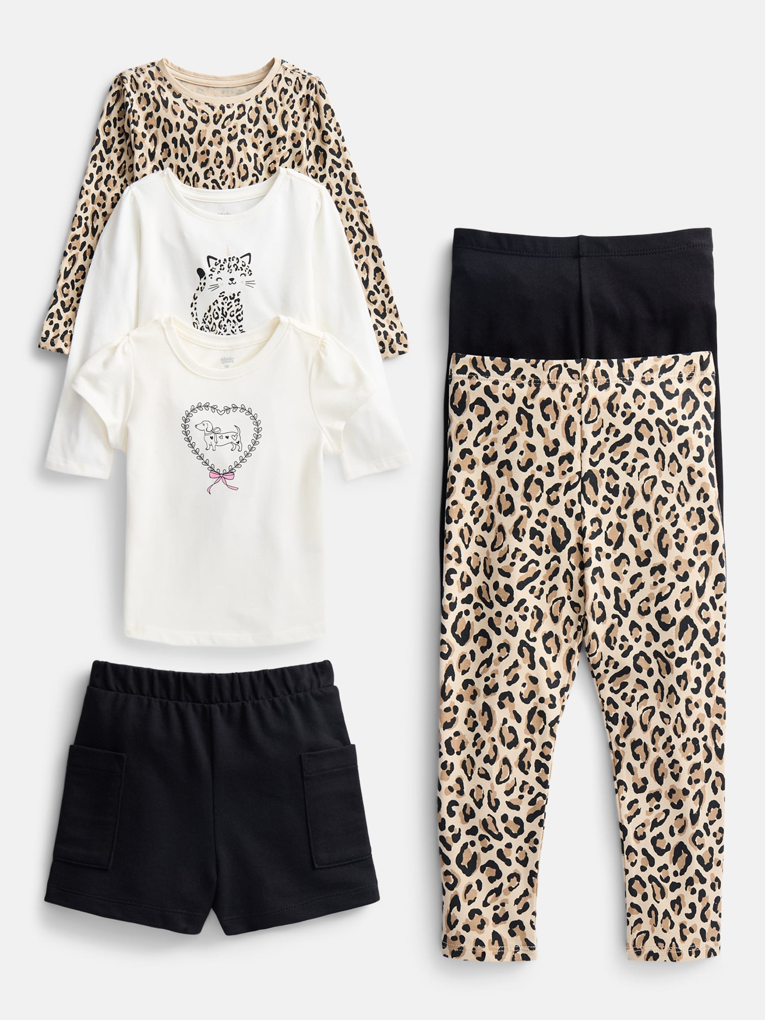Wonder Nation Toddler Girls Mix and Match Outfit Set, 6-Piece, Sizes 18M-5T