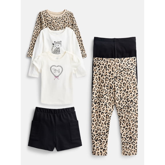 Wonder Nation Toddler Girls Mix and Match Outfit Set, 6-Piece, Sizes 18M-5T