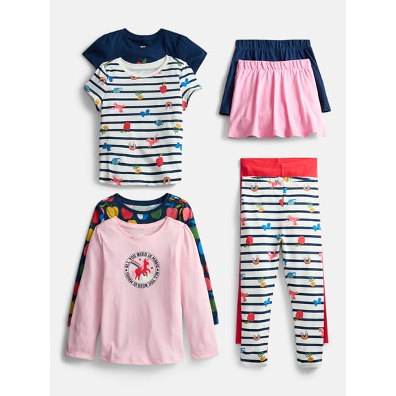 Wonder Nation Toddler Girls Mix and Match Outfit Set, 8 Piece, Sizes 18M-5T