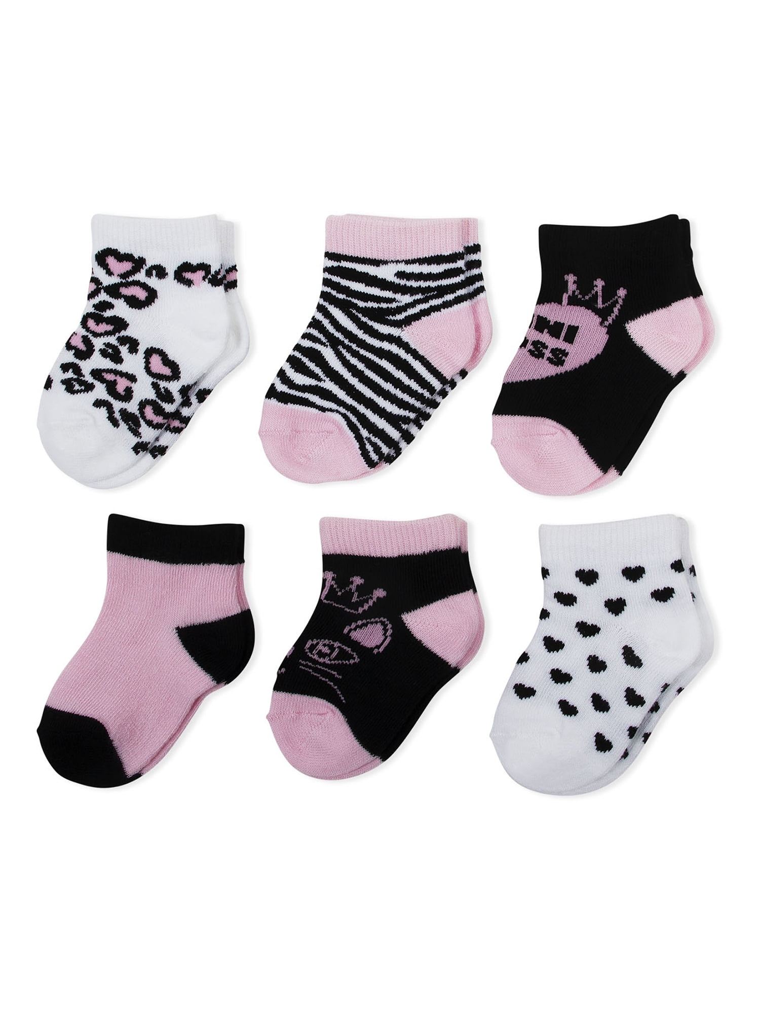 Wonder Nation Toddler Girls No Show Sock, 6 pack