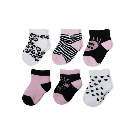 Wonder Nation Toddler Girls No Show Sock, 6 pack