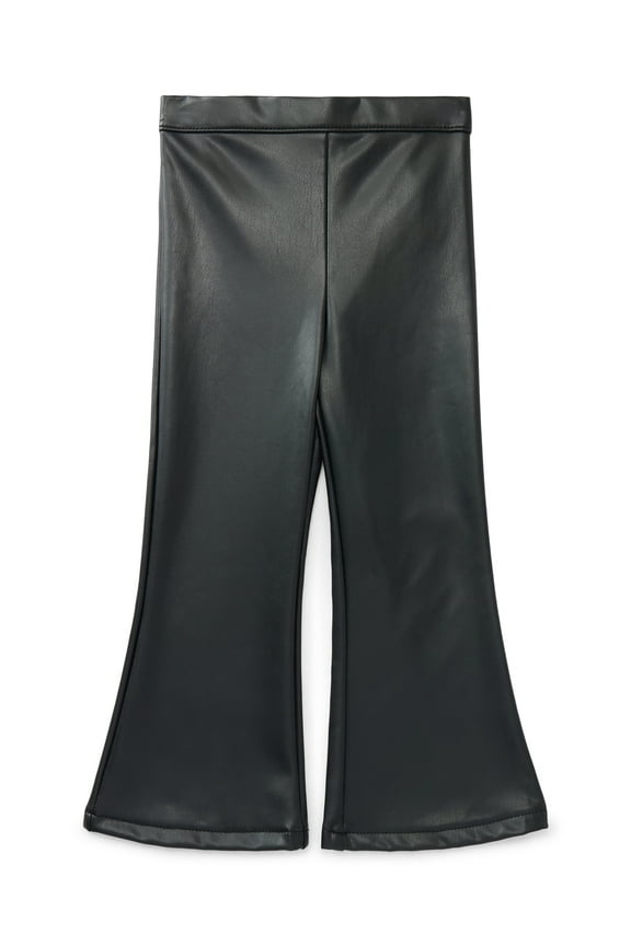 Toddler Girls Faux Leather Pull On Flare Pants, Sizes 12M-5T