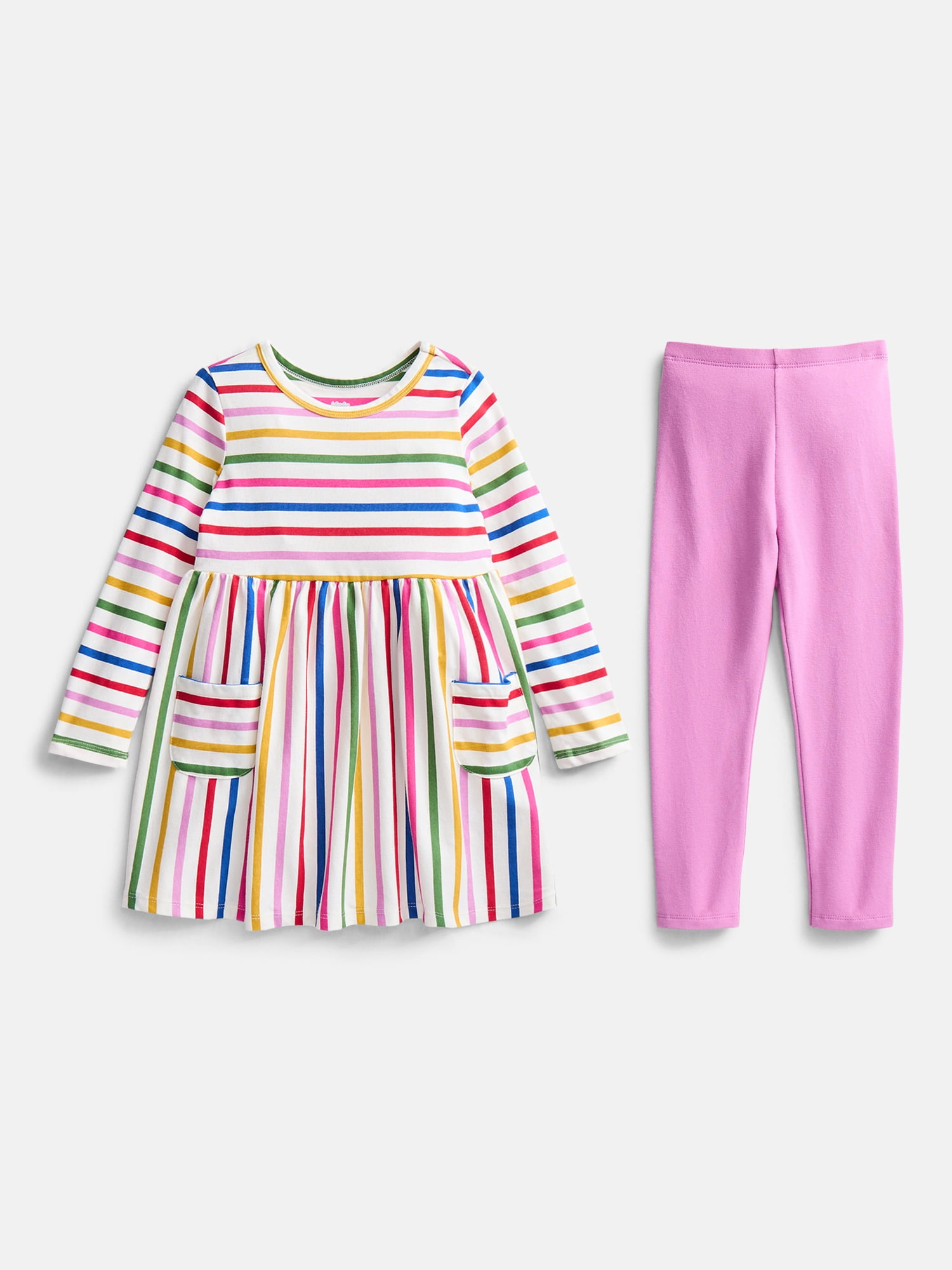 Wonder Nation Toddler Girls Printed Dress and Leggings Outfit Set, 2-Piece, Sizes 18M-5T