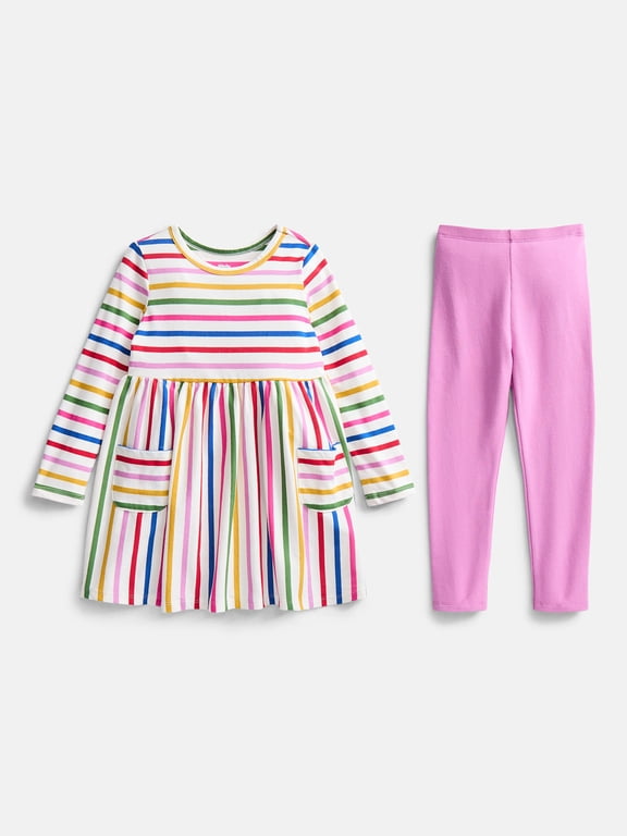Toddler Girls Printed Dress and Leggings Outfit Set, 2-Piece, Sizes 18M-5T