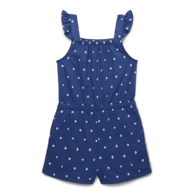 Wonder Nation Toddler Girls Printed Flutter Sleeve Romper, Sizes 12M-5T