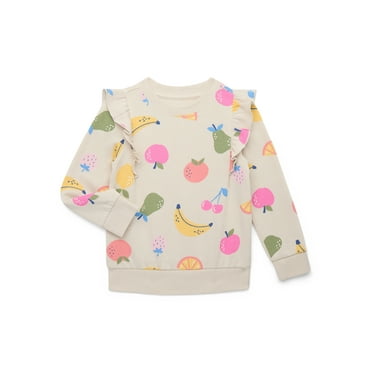 Wonder Nation Toddler Girls Printed Ruffle Sweatshirt, Sizes 12M-5T
