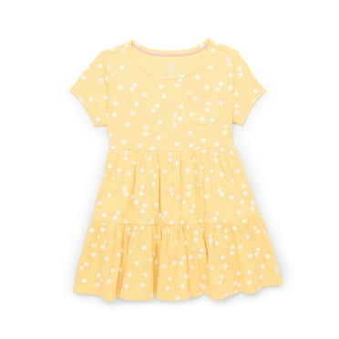 Wonder Nation Toddler Girls Printed Tiered Dress with Pocket, Sizes 12M-5T