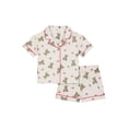 thumbnail image 1 of Wonder Nation Toddler Girls Short Sleeve Button Front Pajama Top and Shorts Set, 2-Piece, Sizes Sizes 3T-5T, 1 of 2