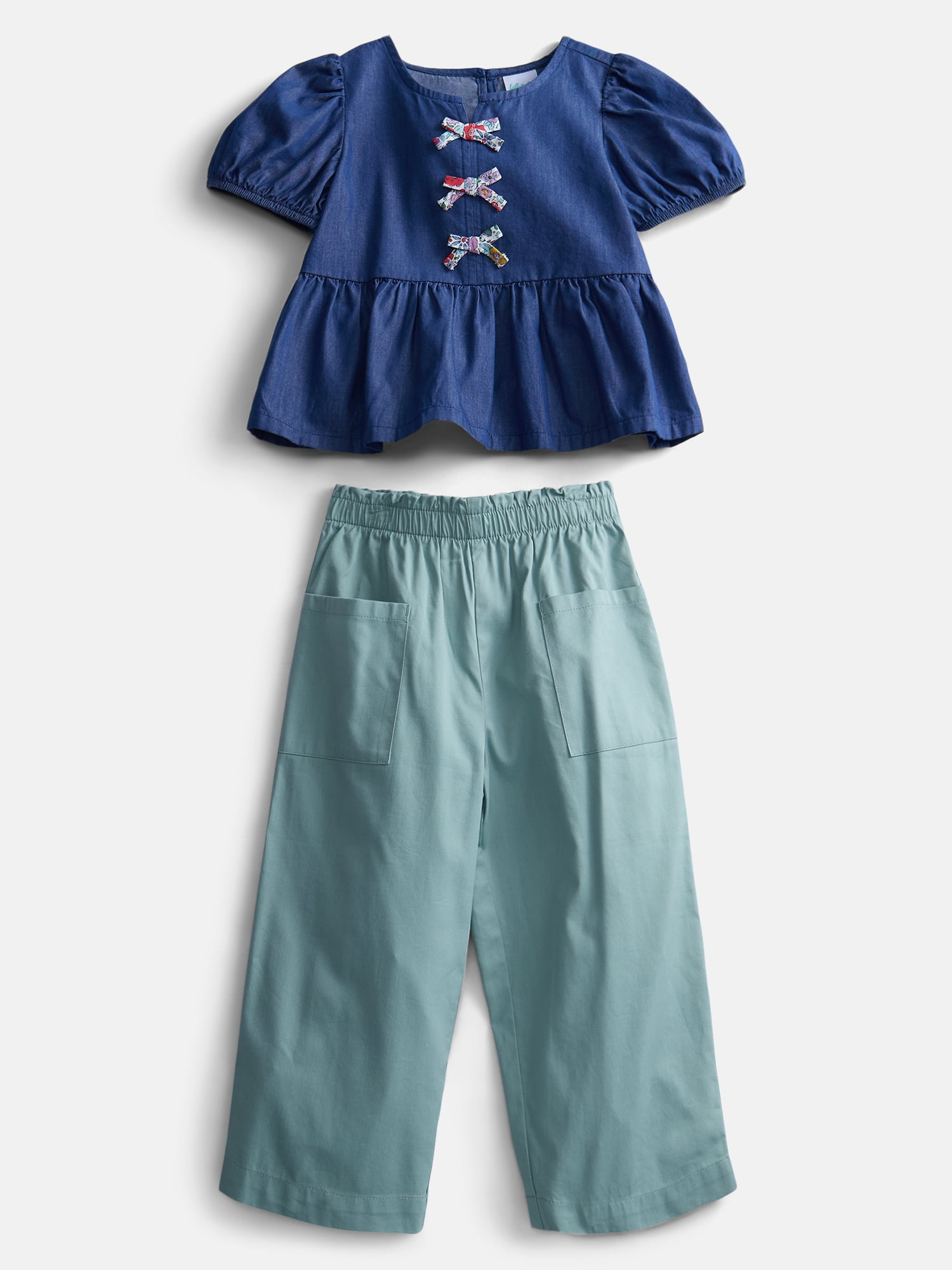 Wonder Nation Toddler Girls Peasant Top and Pants Set, 2-Piece, Sizes 12M-5T