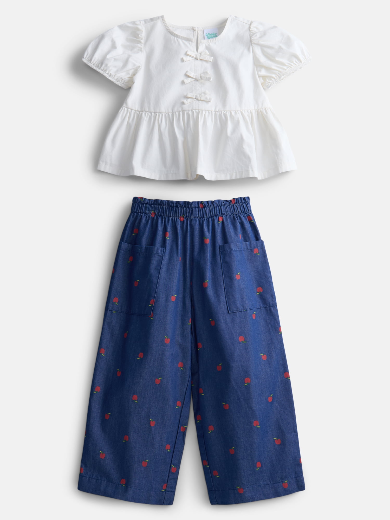 Wonder Nation Toddler Girls Peasant Top and Pants Set, 2-Piece, Sizes 12M-5T