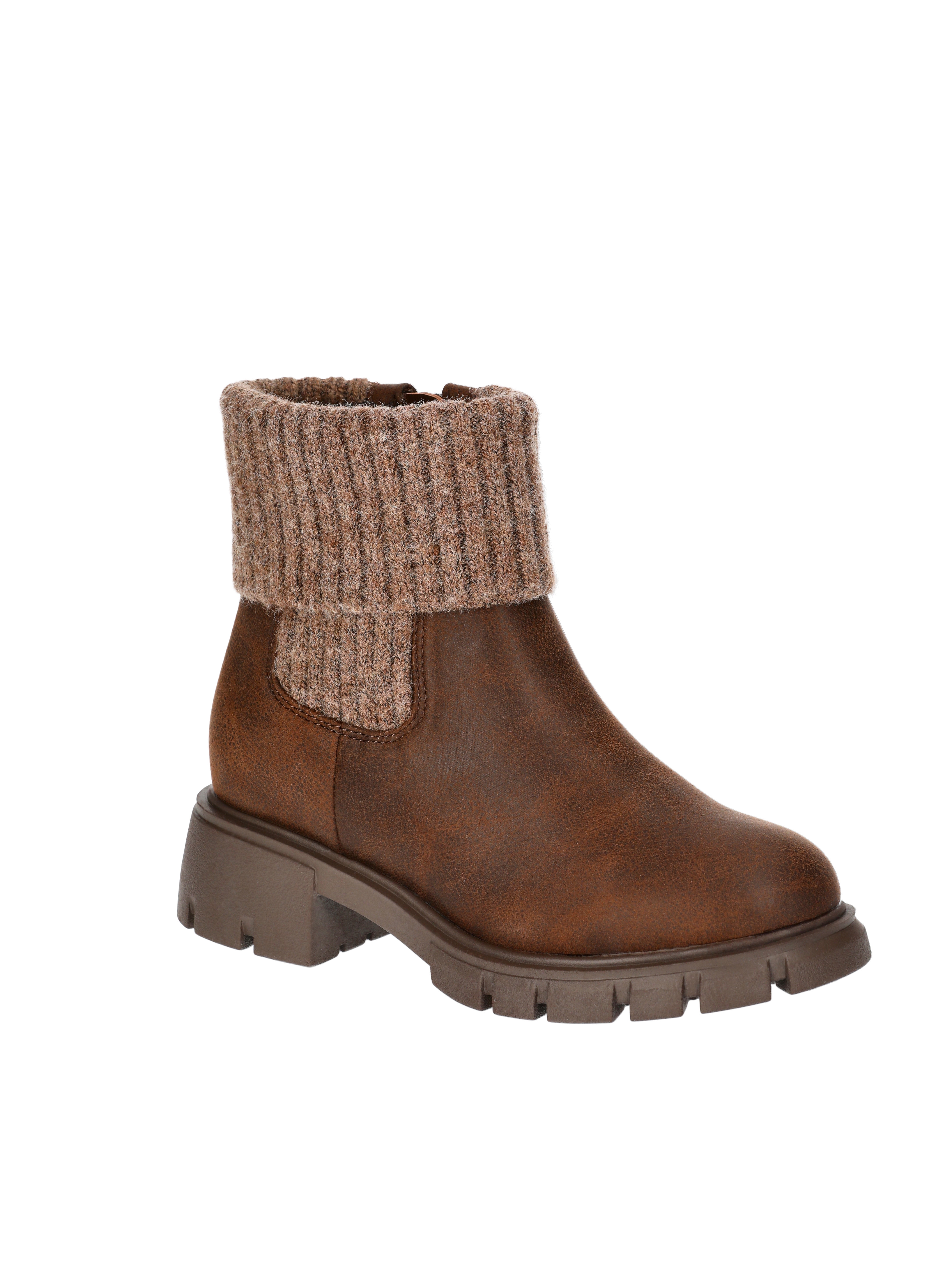 Wonder Nation Little Girls and Big Girls Sweater Knit Faux Leather Boots
