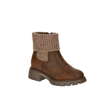Wonder Nation Little Girls and Big Girls Sweater Knit Faux Leather Boots