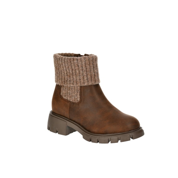 Wonder Nation Little Girls and Big Girls Sweater Knit Faux Leather Boots