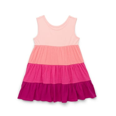 Wonder Nation Toddler Girls Tiered Colorblock Dress, Sizes 12M-5T