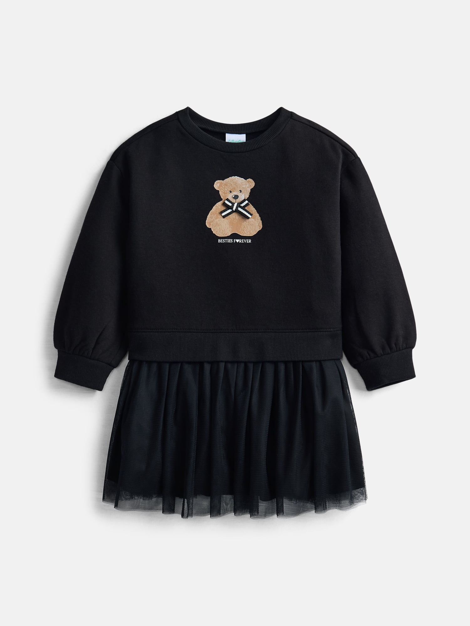 Wonder Nation Toddler Girls' Sweatshirt Dress with Tulle Skirt, Sizes 12M-5T