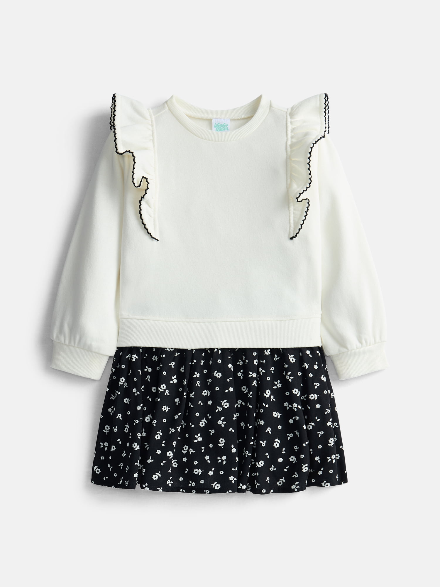 Wonder Nation Toddler Girls' Sweatshirt Dress with Long Sleeves, Sizes 12M-5T