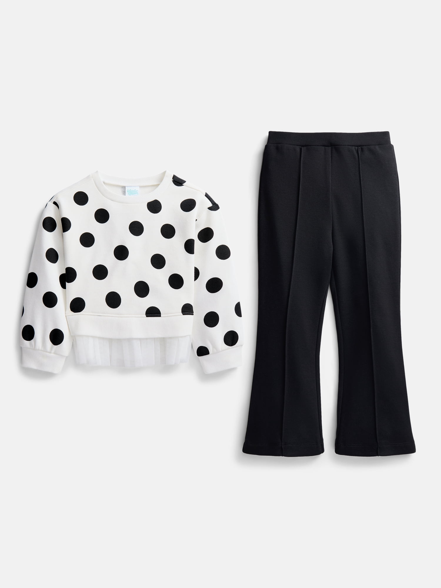 Wonder Nation Toddler Girls Crewneck and Flare Leggings, 2-Piece,Outfit Set, Sizes 12M-5T