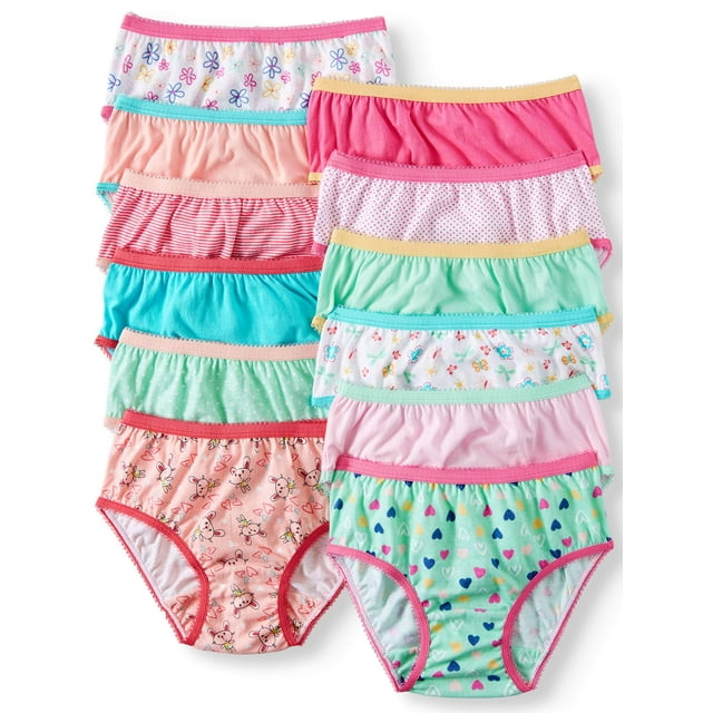 Wonder Nation Toddler Girls Underwear 100% Cotton, Super Comfortable Brief Panties, 12-pack