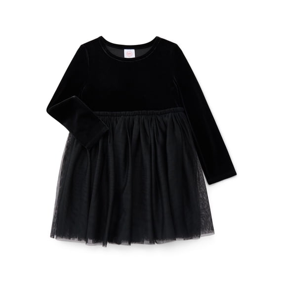 Wonder Nation Toddler Girls' Velour Tutu Dress with Long Sleeves, Sizes 12M- 5T