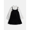 thumbnail image 1 of Wonder Nation Toddler Girls Velvet Cami Dress and Mock Neck Tee Set, 2 Piece, Sizes 12M-5T, 1 of 3