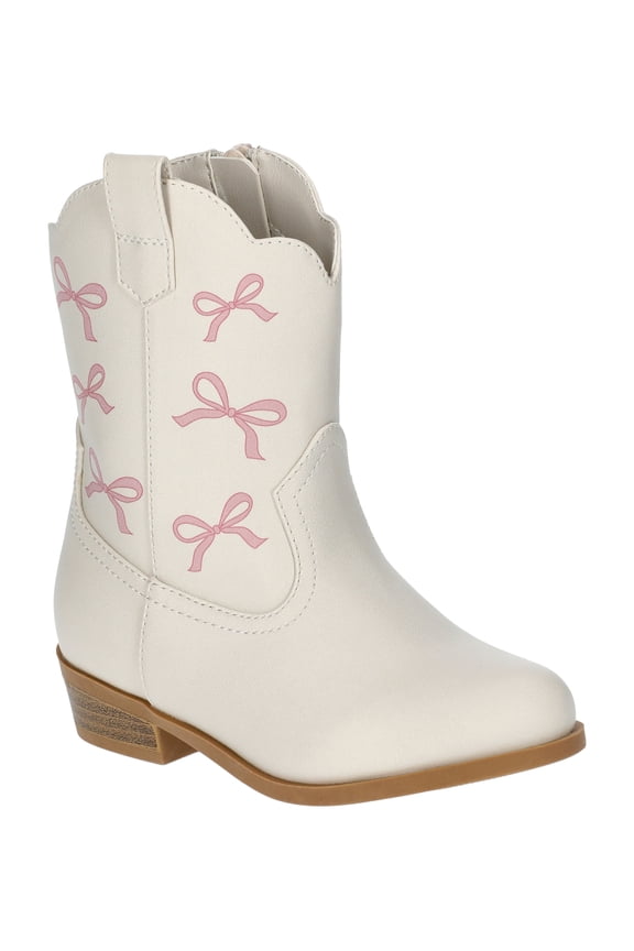 Girls Bow Print Western Cowgirl Boots