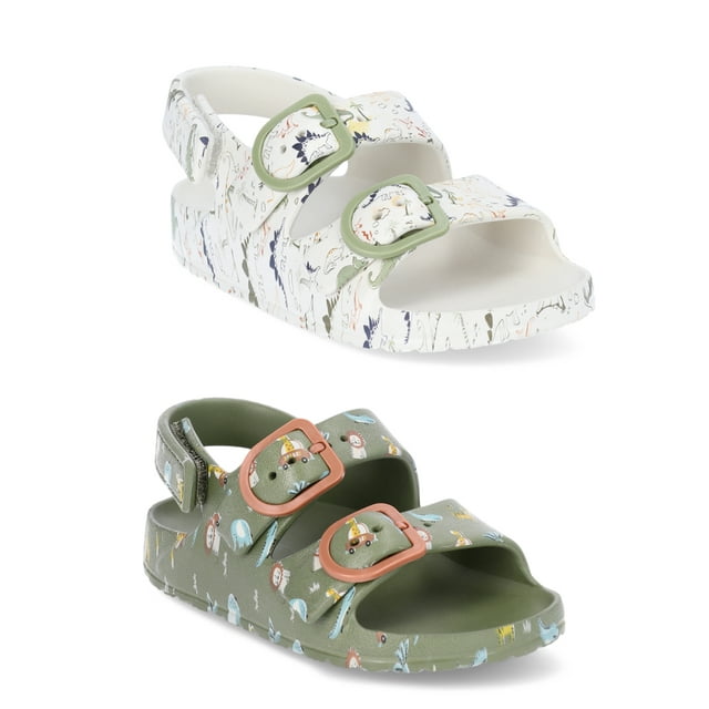 Wonder Nation Toddler Kids EVA Two Buckle Sandal, 2- Pack