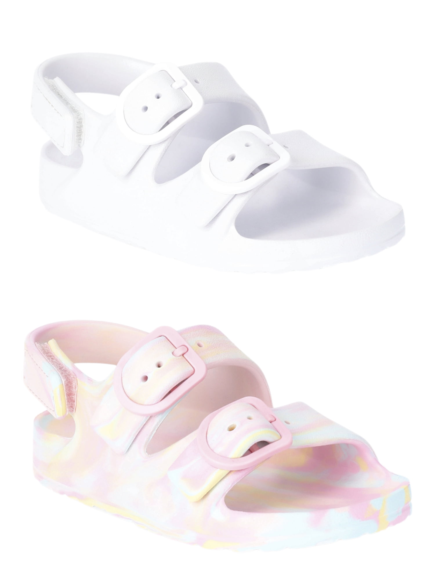 Wonder Nation Toddler Kids EVA Two Buckle Sandal, 2- Pack