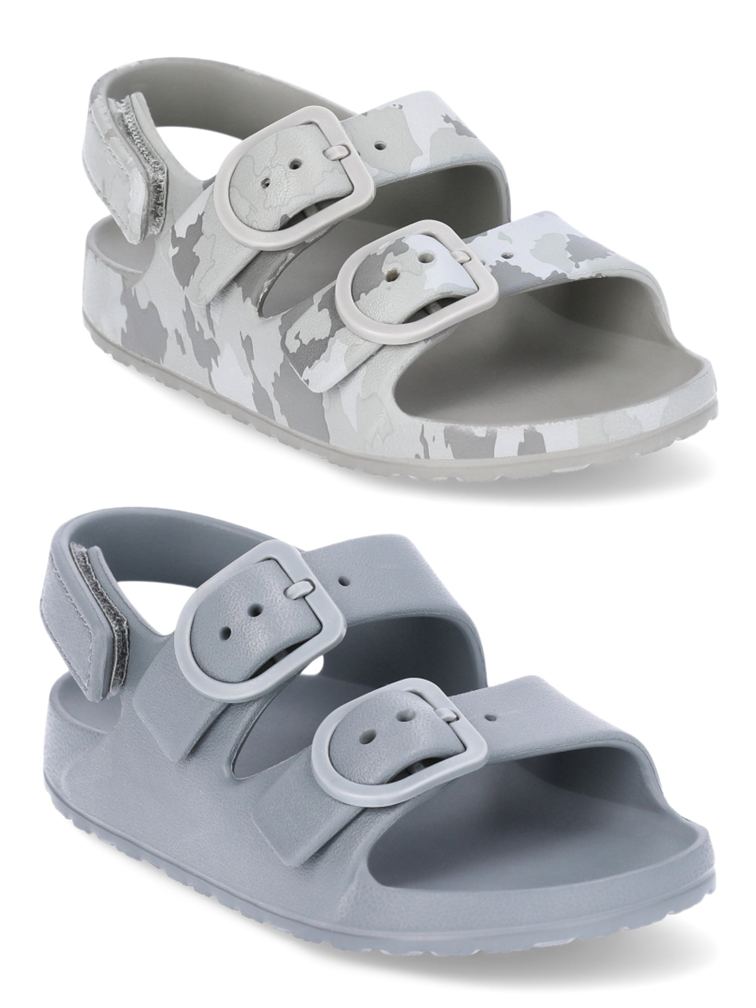 Wonder Nation Toddler Kids EVA Two Buckle Sandals 2-Pack, Comfortable Shoes