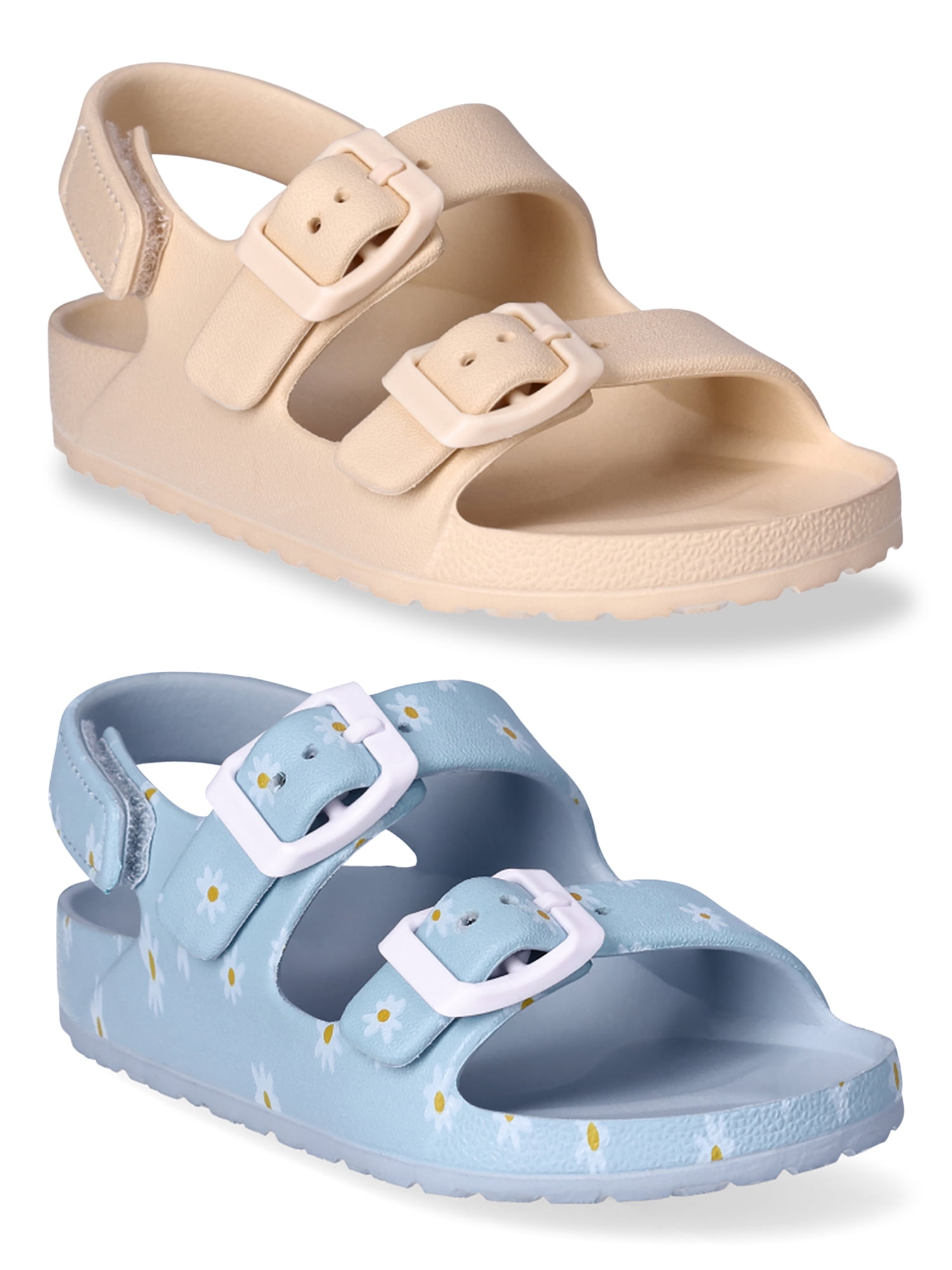 Wonder Nation Toddler Kids EVA Two Buckle Sandal, 2- Pack