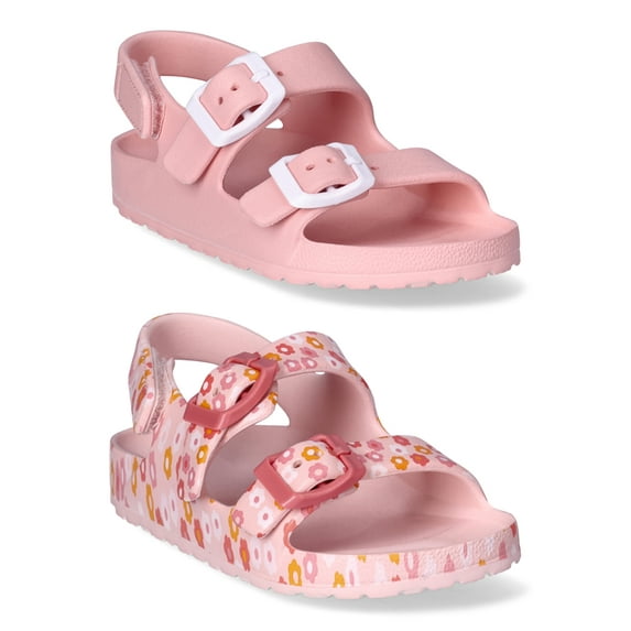 Wonder Nation Toddler Kids EVA Two Buckle Sandal, 2- Pack