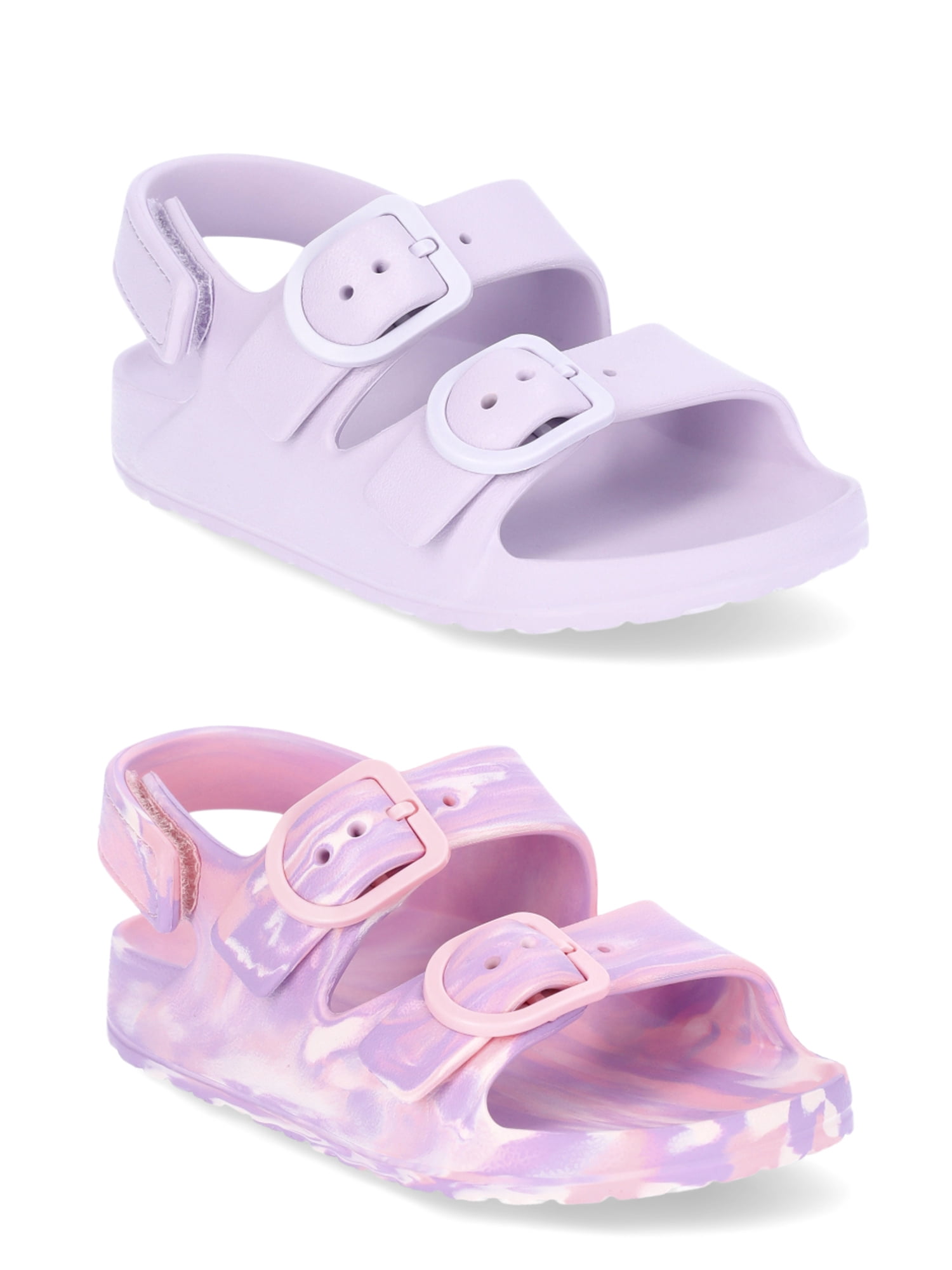Wonder Nation Toddler Kids EVA Two Buckle Sandal, 2- Pack