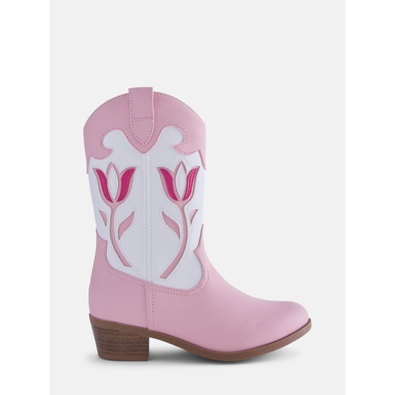 Wonder Nation Toddler, Little, & Big Girls Tulip Flower Cutout Western Boots