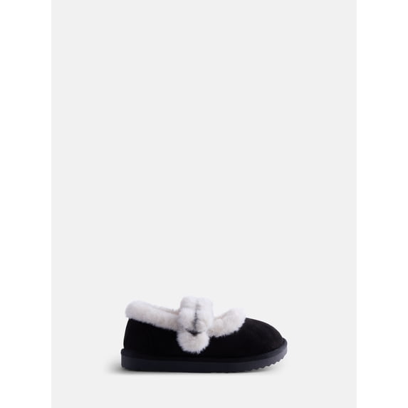 Wonder Nation Toddler, Little and Big Girls Faux Shearling Mary Jane Slippers
