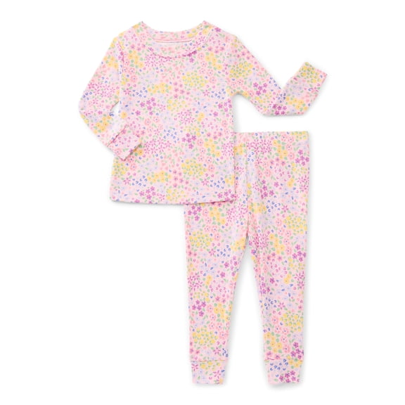 Wonder Nation Toddler Boys or Girls Snug-Fit Cotton Long-Sleeve Top and Pants Pajama Set, 2-Piece, Sizes 12M-5T