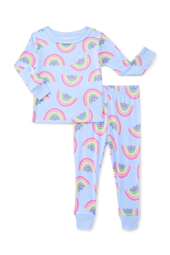 Toddler Boys or Girls Snug-Fit Cotton Long-Sleeve Top and Pants Pajama Set, 2-Piece, Sizes 12M-5T