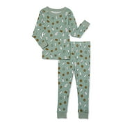Wonder Nation Toddler Long-Sleeve Long Pants Snug-Fit Cotton Pajama Set, 2-Piece, Sizes 12M-5T