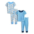 thumbnail image 1 of Wonder Nation Toddler Boys or Girls Cotton Short Sleeve Top and Pants Pajama Set, 4-Piece, Sizes 12M-5T, 1 of 5