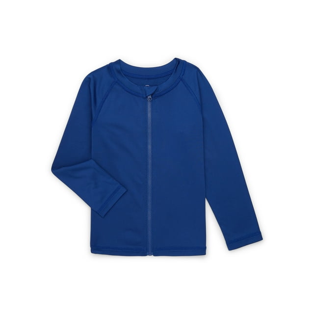 Wonder Nation Toddler Boys Zip Up Rash Guard with Long Sleeves, Sizes 12M-5T