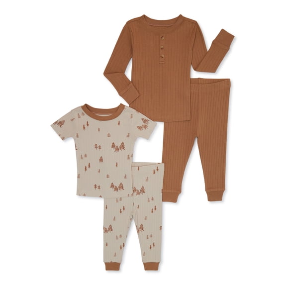 Wonder Nation Toddler Mixed 4-Piece Pajama Set, Sizes 12M-5T