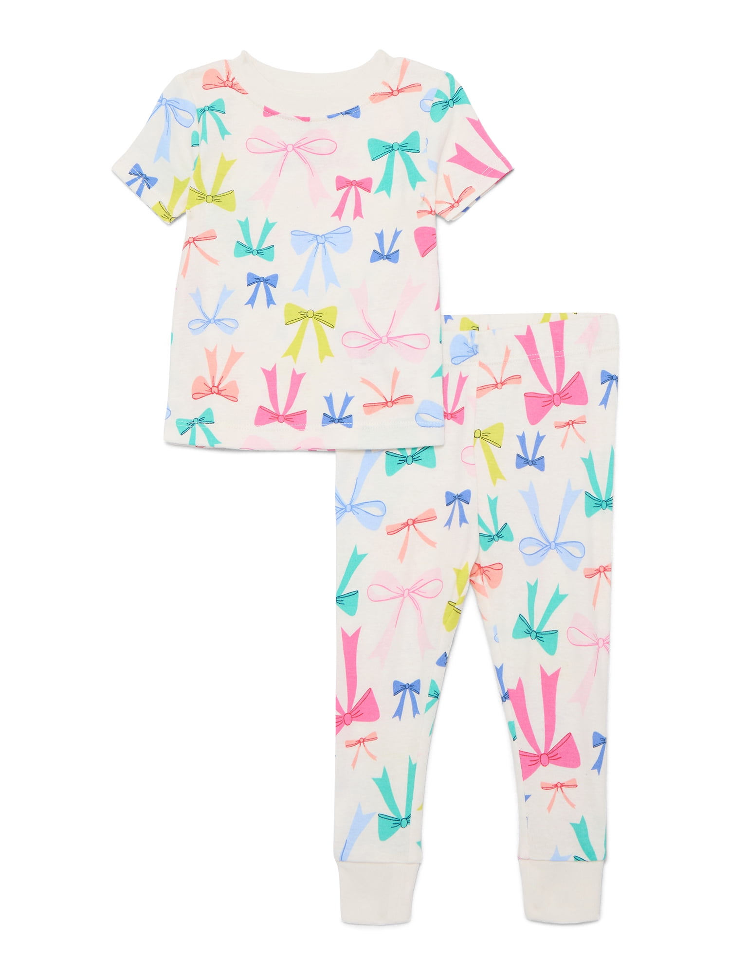 Wonder Nation Toddler Boys or Girls Cotton Snug-Fit Top and Pants Pajama Set, 2-Piece, Sizes 12M-5T