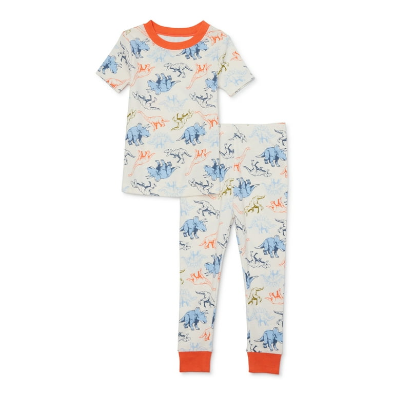 Wonder Nation Toddler Short Sleeve Long Pants Snug Fit Cotton Pajama Set 2 Piece Sizes 12M 5T Walmart