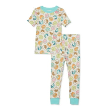 Wonder Nation Toddler Top and Long Pants Snug Fit Cotton Pajama Set, 2-Piece, Sizes 12M-5T