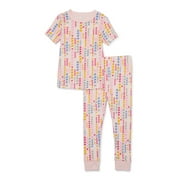 Wonder Nation Toddler Short-Sleeve Long Pants Snug-Fit Cotton Pajama Set, 2-Piece, Sizes 12M-5T