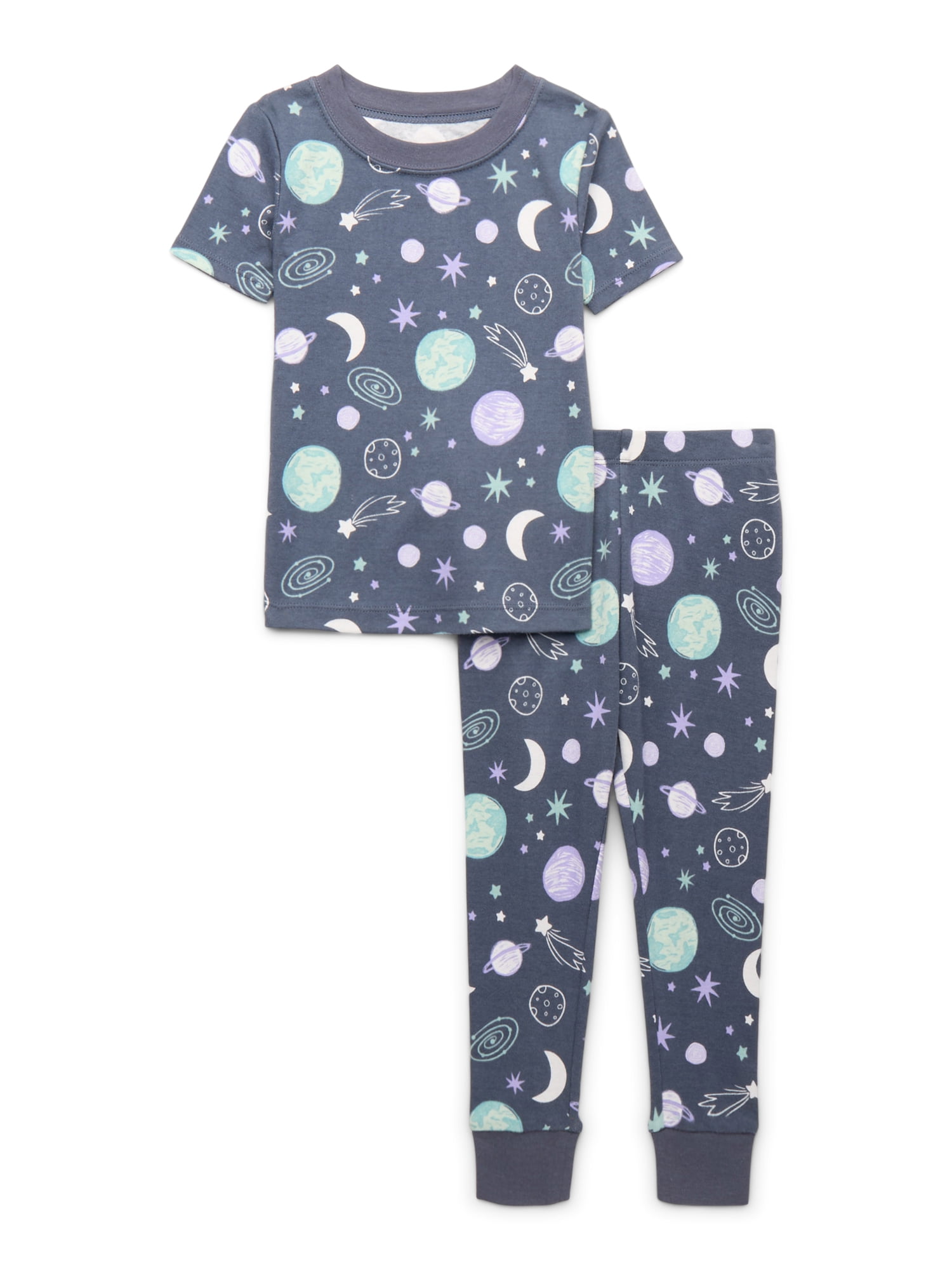 Wonder Nation Toddler Cotton Sleep Tee and Pants Snug Fit Pajama 3 Pack Set 6 Pieces Sizes 12M 5T