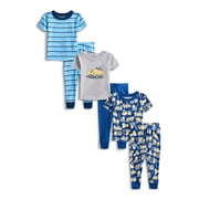 Toddler Boys or Girls Cotton Snug Fit Short Sleeve Pajama Top and Pants Set, 6-Piece, Sizes 12M-5T